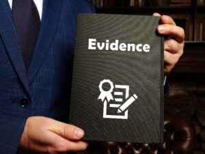 A man holding an 'evidence' folder to support a personal injury claim. 