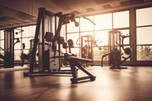 A background image of an empty gym 