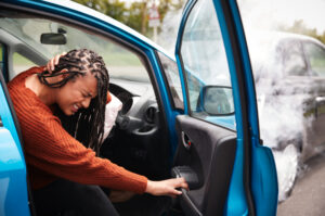 A woman has suffered whiplash injuries, including a neck injury in a car crash.